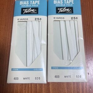 Vintage Talon White Bias Tape Double Fold